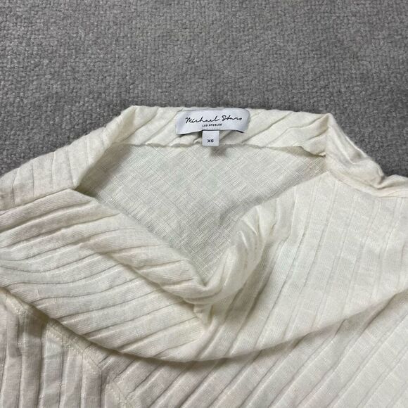 Michael Stars Womens XS Dakota Top Cream Ribbed Boat Neck Long Sleeve NWOT - Picture 3 of 3